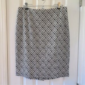 Talbots Black and White Geometric Pencil Skirt